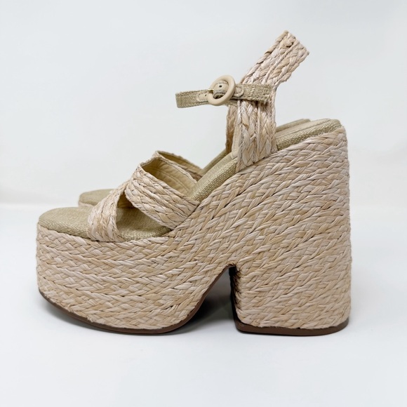 New Larroude Carmen Raffia Platform Sandals Sz US 9 - Picture 4 of 8